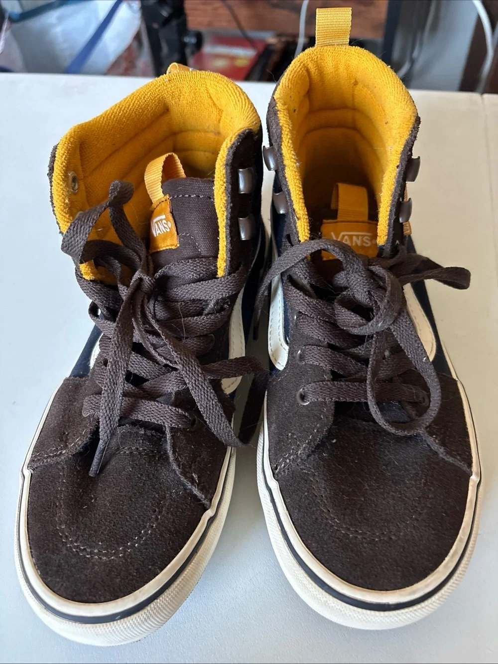 Vans Kids High-Top Sneakers - Navy, Brown & Yellow